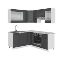Vicco Cucina angolare completa Antracite-Oro/Bianco 160 x 190 cm , PL Marmo