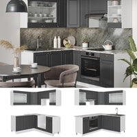 Vicco Cucina angolare completa Antracite-Oro/Bianco 160 x 190 cm , PL Marmo