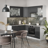 Vicco Cucina angolare completa Antracite-Oro/Bianco 160 x 60 cm senza piano di lavoro