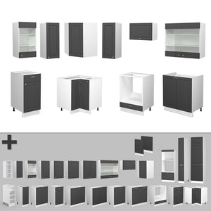 Vicco Cucina componibile Antracite-Oro/Bianco 200 cm , PL Antracite