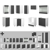 Vicco Cucina componibile Antracite-oro 200 cm senza piano di lavoro