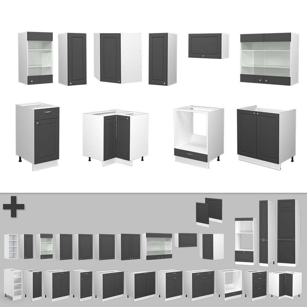 Vicco Cucina angolare completa Antracite-Oro/Bianco 160 x 190 cm , PL Antracite