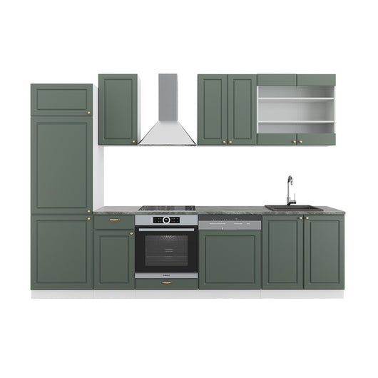 Vicco Cucina componibile Verde-oro Country House/Bianco 300 cm senza piano di lavoro
