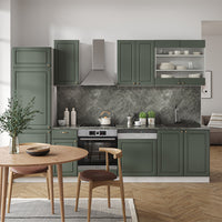 Vicco Cucina componibile Verde-oro Country House/Bianco 300 cm senza piano di lavoro