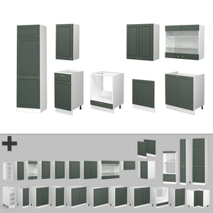 Vicco Cucina componibile Verde-oro Country House/Bianco 300 cm , PL Antracite