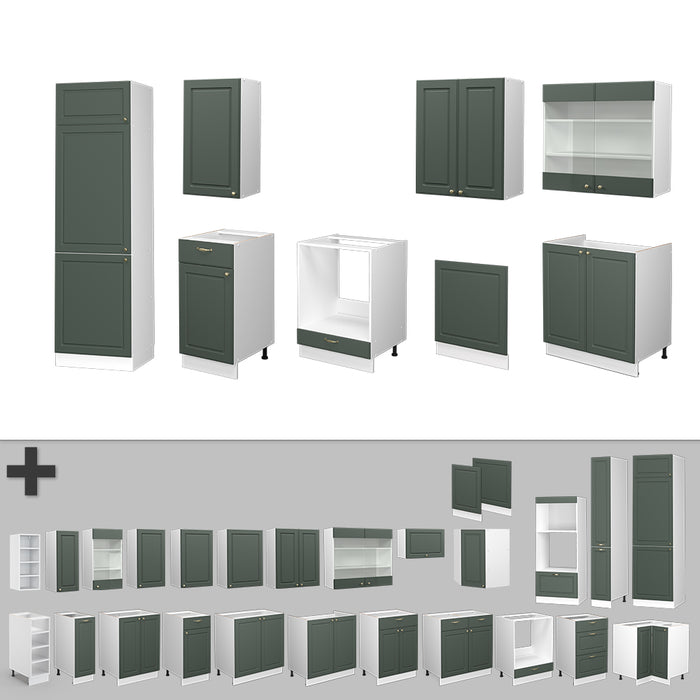 Vicco Cucina componibile Verde-oro Country House/Bianco 300 cm , PL Antracite