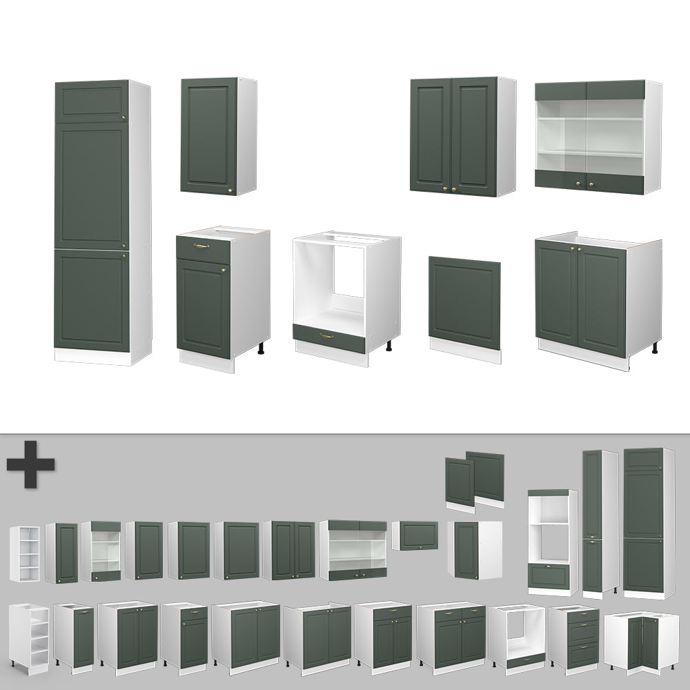 Vicco Cucina componibile Verde-oro Country House/Bianco 300 cm , PL Marmo