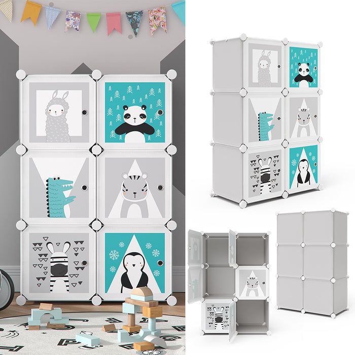 Vicco Scaffale portagiochi bambini Grigio 74.5 x 110 cm 6 scomparti (Panda)