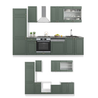 Vicco Cucina componibile Verde-oro Country House/Bianco 300 cm , PL Rovere