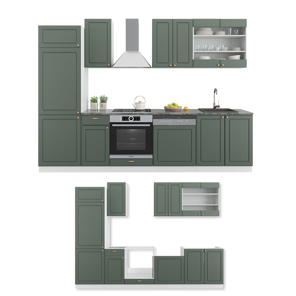 Vicco Cucina componibile Verde-oro Country House/Bianco 300 cm , PL Antracite