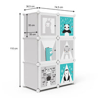 Vicco Scaffale portagiochi bambini Grigio 74.5 x 110 cm 6 scomparti (Panda)