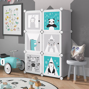 Vicco Scaffale portagiochi bambini Grigio 74.5 x 110 cm 6 scomparti (Panda)
