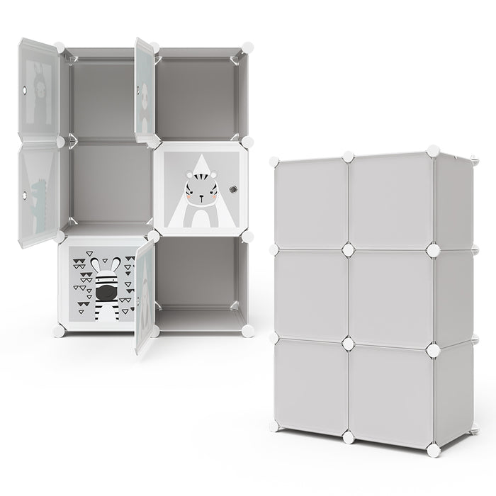 Vicco Scaffale portagiochi bambini Grigio 74.5 x 110 cm 6 scomparti (Panda)