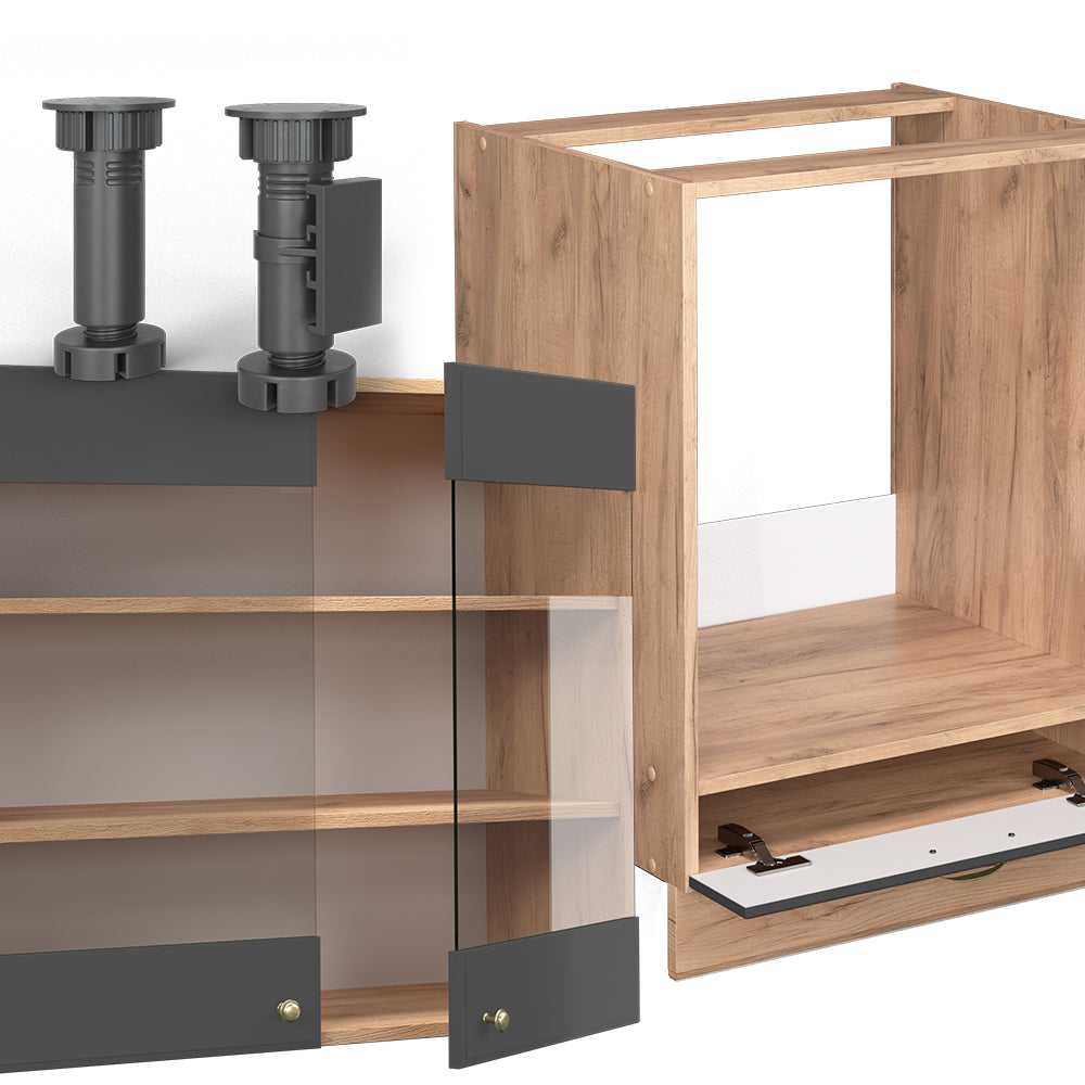 Vicco Cucina angolare completa Antracite Country House/oro Kraft Oak 160 x 190 cm , PL Antracite