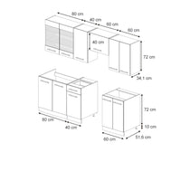 Vicco Cucina componibile Verde-oro Country House/Antracite 240 cm senza piano di lavoro