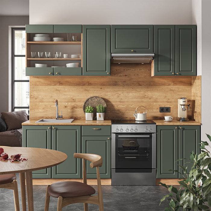 Vicco Cucina componibile Quercia verde-oro Country/oro Power 240 cm , PL Rovere