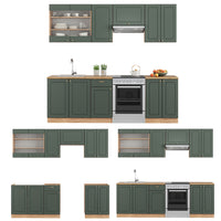 Vicco Cucina componibile Quercia verde-oro Country/oro Power 240 cm , PL Marmo