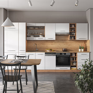 Vicco Cucina componibile Bianco lucido/oro power oak 355 cm senza piano di lavoro