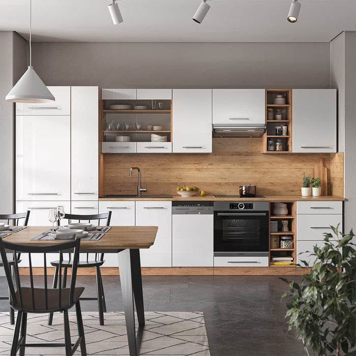 Vicco Cucina componibile Bianco lucido/oro power oak 355 cm , PL Antracite