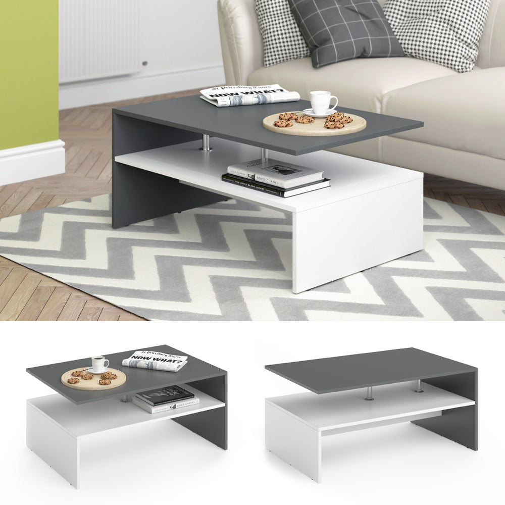 Vicco Tavolino da salotto Bianco/antracite 90 x 60 cm