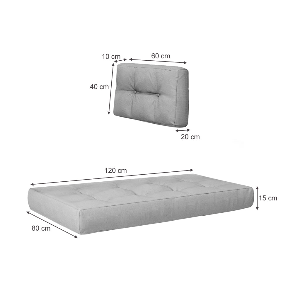 Vicco Set di cuscini per pallet Grigio 2 parti