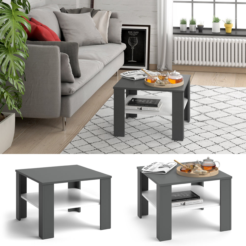 Vicco Tavolino da salotto Bianco/antracite 60 x 60 cm