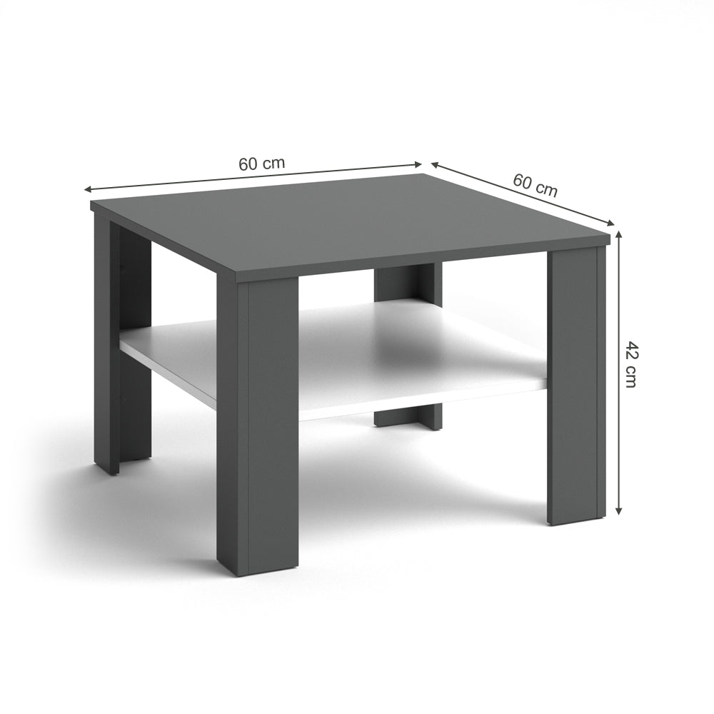 Vicco Tavolino da salotto Bianco/antracite 60 x 60 cm