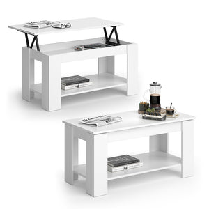 Vicco Tavolino soggiorno Bianco 100 x 50 cm con funzione di sollevamento