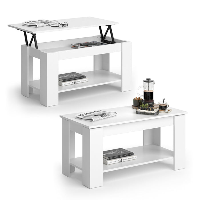 Vicco Tavolino soggiorno Bianco 100 x 50 cm con funzione di sollevamento