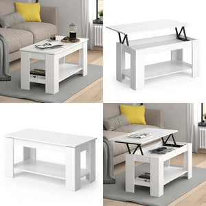 Vicco Tavolino soggiorno Bianco 100 x 50 cm con funzione di sollevamento