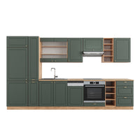 Vicco Cucina componibile Quercia verde-oro Country/oro Power 355 cm , PL Rovere