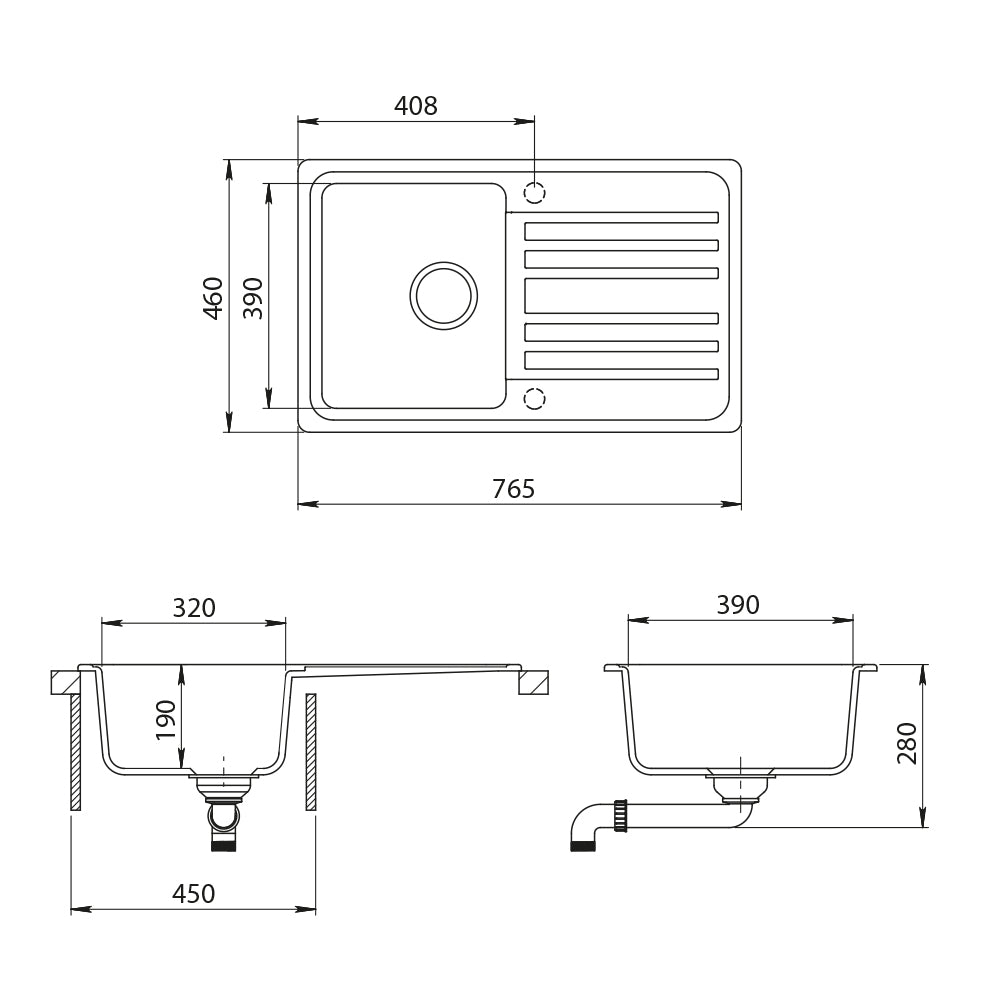 Bergström Lavello da cucina Bianco 76.5 x 46 cm con asciugatura