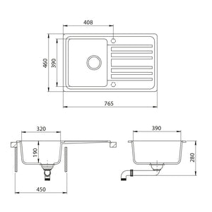 Bergström Lavello da cucina Bianco 76.5 x 46 cm con asciugatura