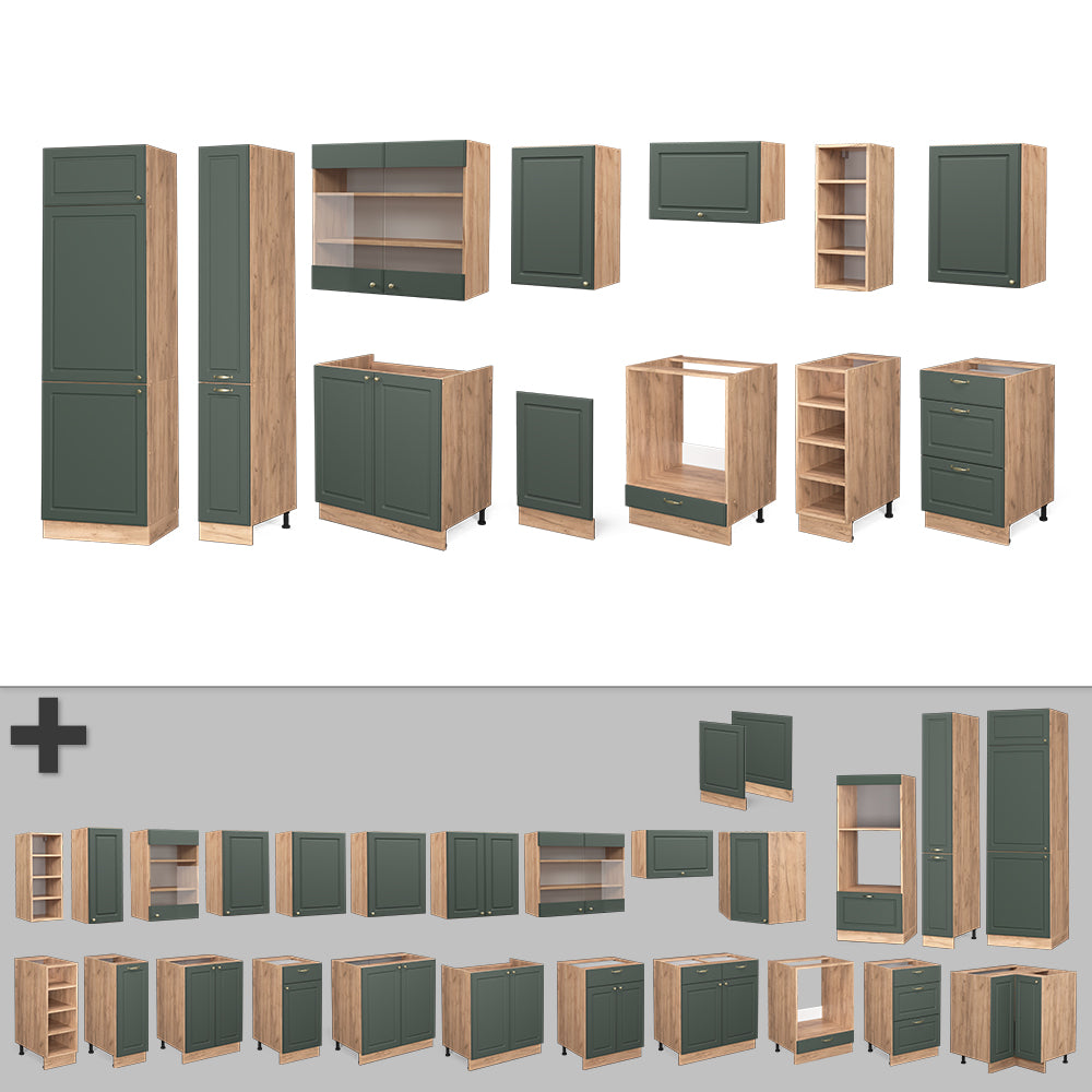 Vicco Cucina componibile Quercia verde-oro Country/oro Power 355 cm , PL Rovere