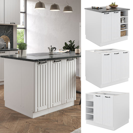 Vicco Isola cucina Casa di campagna bianca/bianco 90 cm senza piano di lavoro