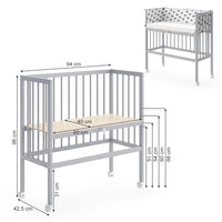 Vitalispa Lettino da attaccare al letto Grigio 94 x 90 cm 1 binario laterale