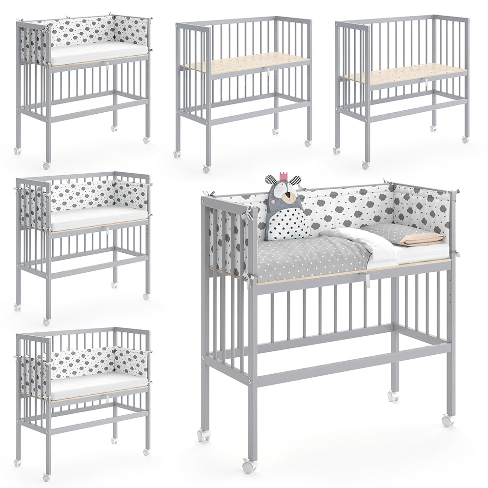 Vitalispa Lettino da attaccare al letto Grigio 94 x 90 cm 1 binario laterale