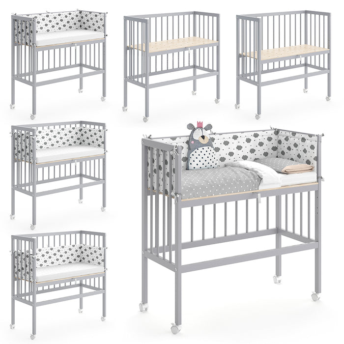 Vitalispa Lettino da attaccare al letto Grigio 94 x 90 cm 1 binario laterale