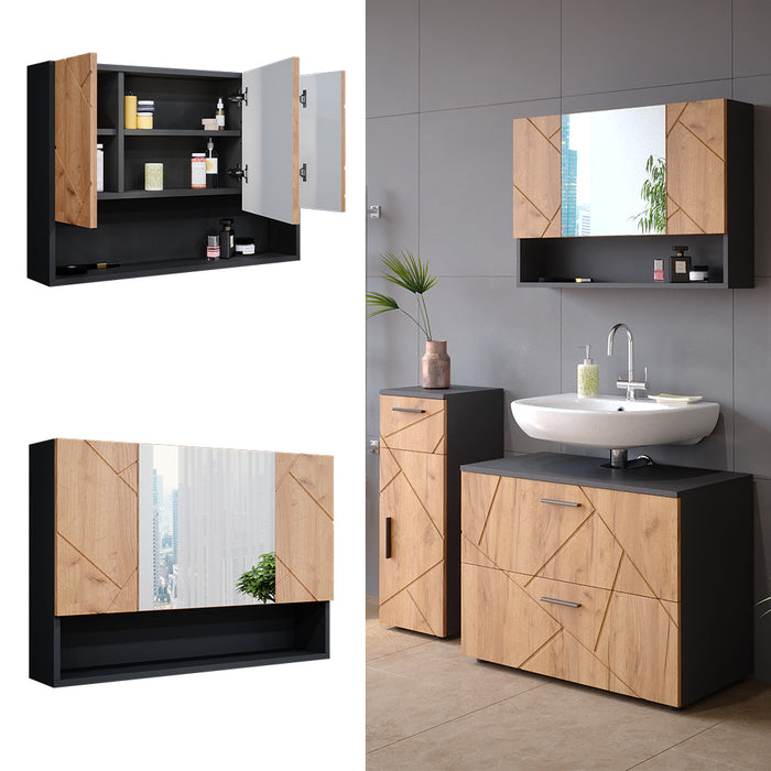 Vicco Specchio contenitore bagno Quercia dorata/antracite 80.1 x 55 cm
