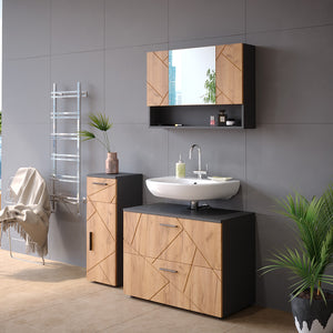 Vicco Specchio contenitore bagno Quercia dorata/antracite 80.1 x 55 cm