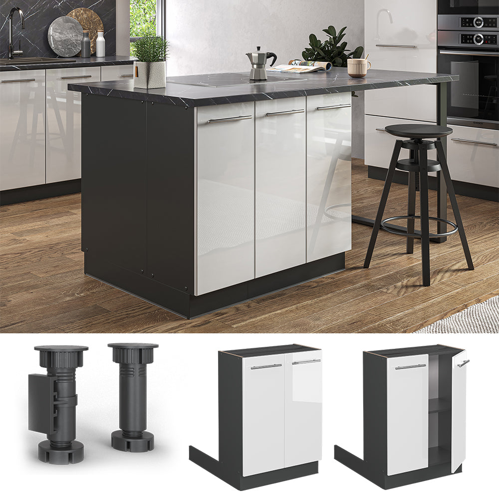 Vicco Isola cucina Bianco lucido 60 cm senza piano di lavoro