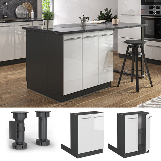 Vicco Isola cucina Bianco lucido 60 cm senza piano di lavoro