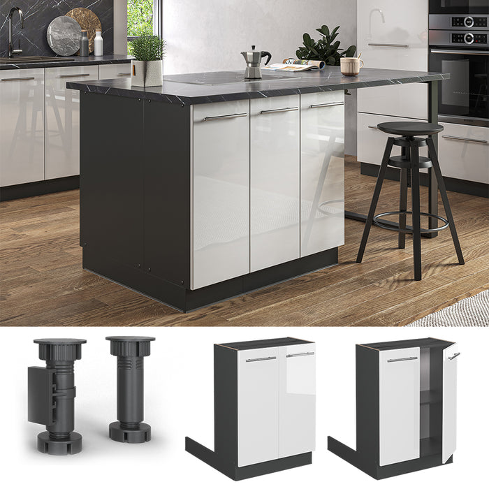 Vicco Isola cucina Bianco lucido 60 cm senza piano di lavoro