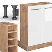 Vicco Isola cucina Bianco lucido/oro power oak 90 cm senza piano di lavoro