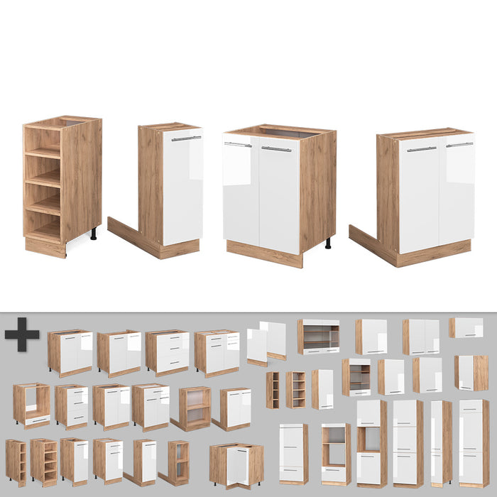 Vicco Isola cucina Bianco lucido/oro power oak 90 cm senza piano di lavoro