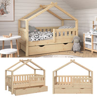 Vitalispa Letto montessori bambini Legno naturale 70x140 cm con cassetto