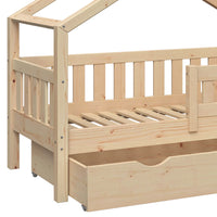 Vitalispa Letto montessori bambini Legno naturale 70x140 cm con cassetto