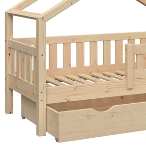 Vitalispa Letto montessori bambini Legno naturale 70x140 cm con cassetto