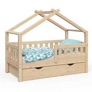 Vitalispa Letto montessori bambini Legno naturale 70x140 cm con cassetto