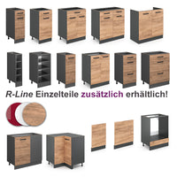 Vicco Cucina angolare completa Antracite/quercia dorata 267 x 167 cm , PL Fantasia nera